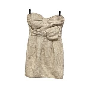 A. drea cream metallic bow strapless dress Medium